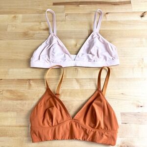 Parade Triangle Bralette Set of 2 Pink Burnt Orange Size S Recycled Nylon Mesh